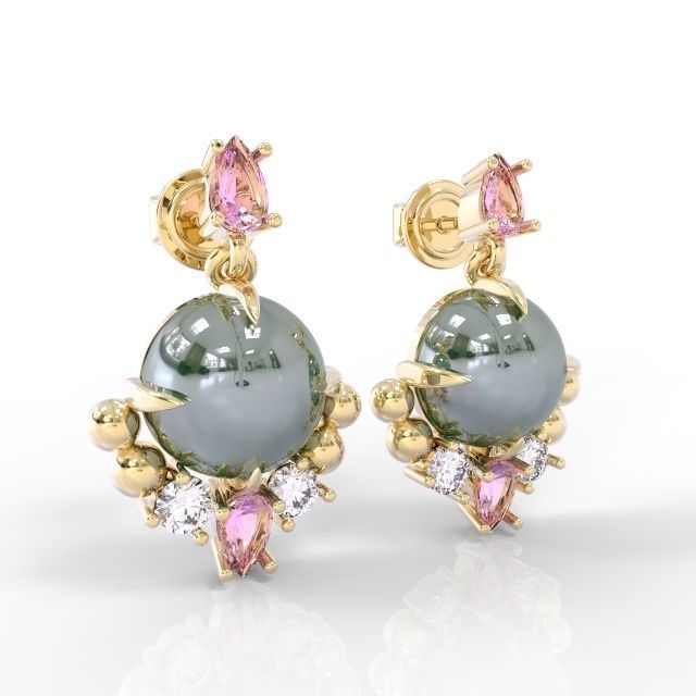 orecchini delicato palle orecchino gioielleria gioiello earringdelicat perla diamante squillare stampabile argento gemma moda sterlina 3d stl Stampa 3D print model - Mito3D