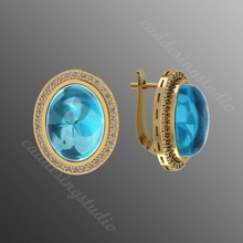 boucles d'oreilles di2 luxe bijoux boucle d'oreille diamant brillant imprimable bijou 3d mode or argent moderne gemmes gemme conception bague élégant 3d print model - Mito3D