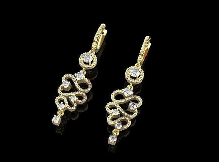 Ohrringe Diamant Schmuck Juwel Luxus Platin Gold Silber druckbar brillant Mode Schönheit Edelsteine Ohrring 3d print model - Mito3D