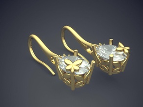 orecchini di diamanti cad-4692 gioielli brillante cad il design dettaglio diamante fidanzamento gemma oro gioiello disco platino stampabile anello anelli argento matrimonio gli 3d print model - Mito3D