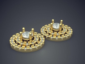 orecchini di diamanti cad-5938 gioielli brillante cad il design dettaglio diamante fidanzamento gemma oro gioiello disco platino stampabile anello anelli argento matrimonio gli 3d print model - Mito3D