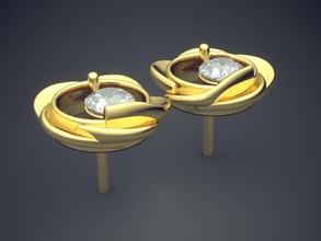 orecchini di diamanti cad-6499 gioielli brillante cad il design dettaglio diamante fidanzamento gemma oro gioiello disco platino stampabile anello anelli argento matrimonio gli 3d print model - Mito3D