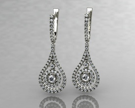 boucles d'oreilles diamant en or bijoux le de l'engagement platine brillant des 3d print model - Mito3D