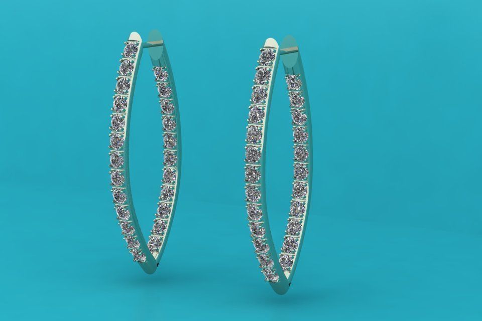 earrings diamonds jewelry gem gold printable 3d precious brilliant jewel luxury fashion molds casting model 3D print model - Mito3D