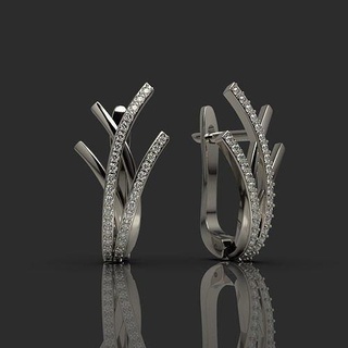 orecchini diamanti 1 gioielleria oro argento cnc 3dprinted moda design stampabile gioiello Stampa stampa prototipazione delicato orecchino platino 3d print model - Mito3D