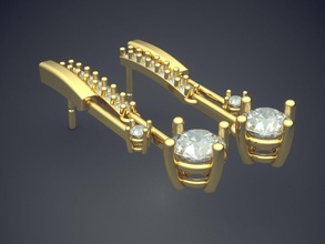 orecchini diamanti cad 3122 brillante design diamante fidanzamento gemma oro gioiello gioielleria platino stampabile squillare anelli argento nozze 3d print model - Mito3D