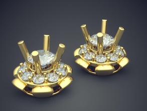 orecchini di diamanti cad-3202 gioielli brillante cad il design dettaglio diamante fidanzamento gemma oro gioiello disco platino stampabile anello anelli argento matrimonio gli 3d print model - Mito3D