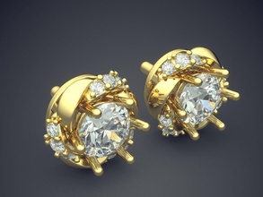 orecchini di diamanti cad-4948 gioielli brillante cad il design dettaglio diamante fidanzamento gemma oro gioiello disco platino stampabile anello anelli argento matrimonio gli 3d print model - Mito3D