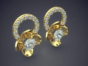 orecchini di diamanti cad-6752 gioielli brillante cad il design dettaglio diamante fidanzamento gemma oro gioiello disco platino stampabile anello anelli argento matrimonio gli 3d print model - Mito3D