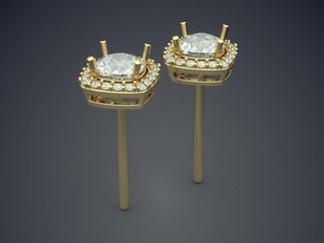 orecchini di diamanti cad-6943 gioielli brillante cad il design dettaglio diamante fidanzamento gemma oro gioiello disco platino stampabile anello anelli argento matrimonio gli 3d print model - Mito3D
