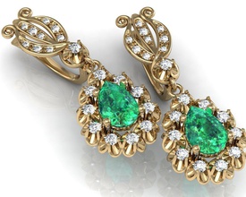 earrings diamonds emeralds jewelry gold exclusive design jewellery diamond gems rings 3d print model - Mito3D