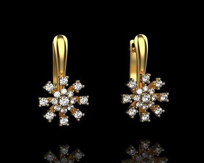 earrings diamonds n26 silver gold original classic evening stylish trendy elegant graceful jewelry wedding vintage forwomen printable earring diamond jewelery flowerearring 3d print model - Mito3D
