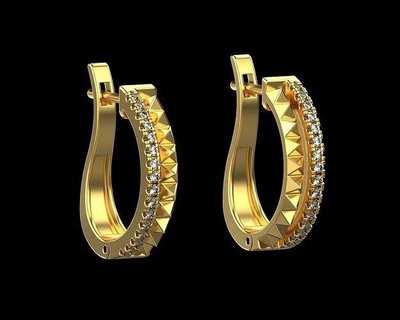 earrings diamonds n77 earrings gold original classic evening stylish trendy elegant graceful jewelry wedding forwomen printable earring diamond jewelery 3dmodel 3dprint fashion engagement  3d print model - Mito3D