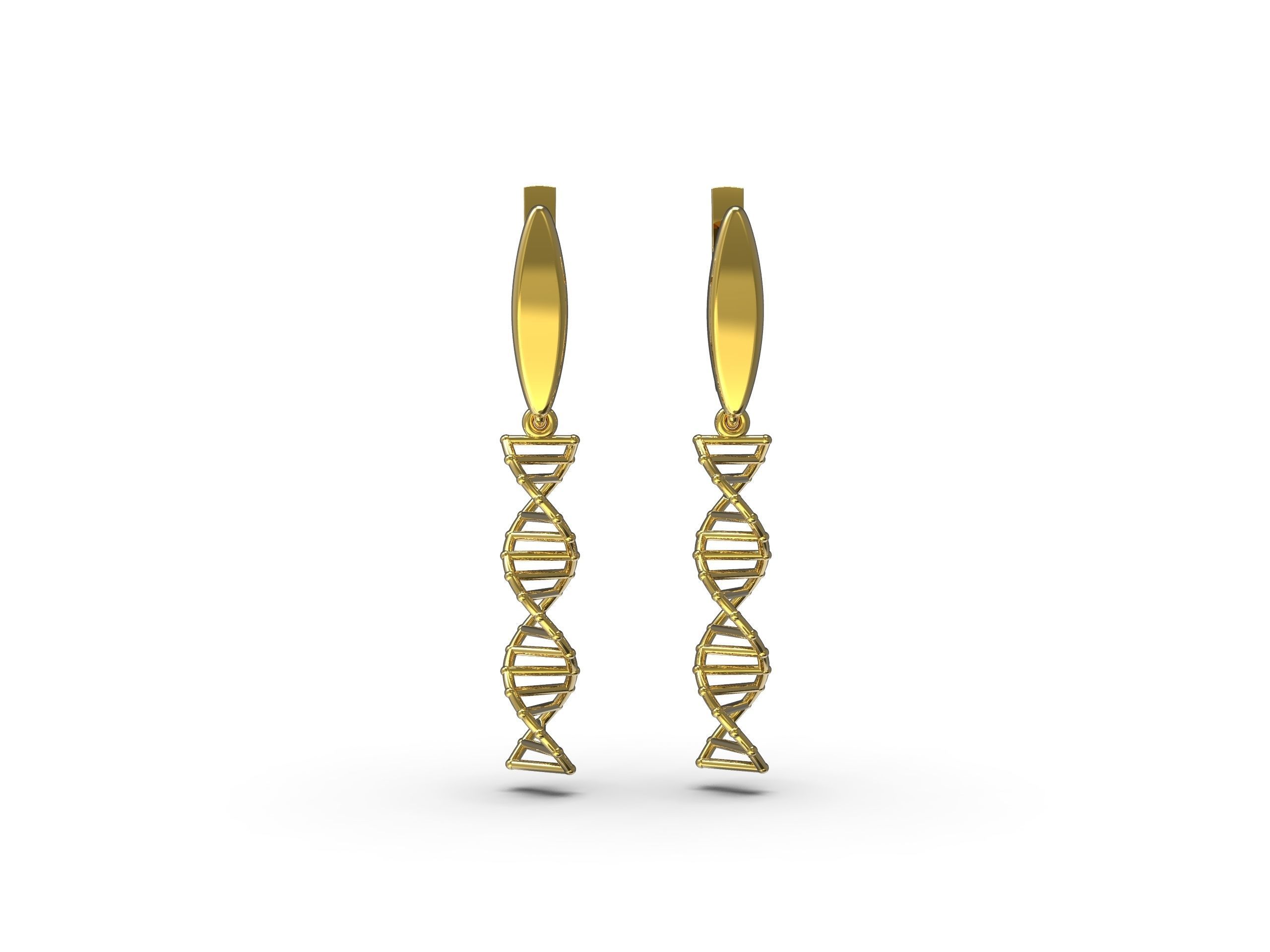 Ohrringe dna gold Silber Platin sterling Metall metallic bedruckbar ist Schmuck Juwel schön toll elegant Wissenschaft Studie Medizin Technologien Molekül 3D print model - Mito3D