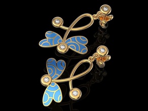 orecchini libellula gioielli gli farfalla di stampa 3dprinted stampabile il design gioiello d'oro moda printabl la oro prototipazione argento 3d print model - Mito3D