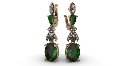 earrings emeralds diamonds 3dprinted design fashion gold golden jewel jewellery jewelry print printabl printable printing prototyping silver vintage emerald 3d print model - Mito3D
