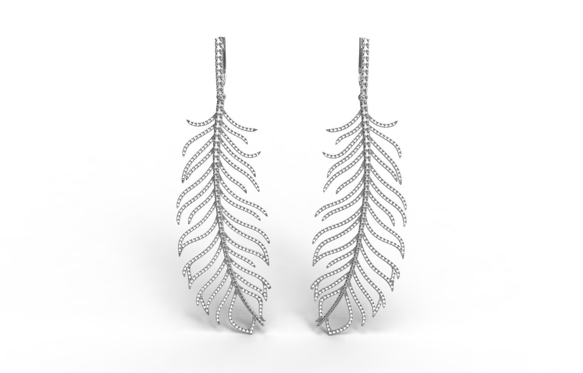 feather earrings stones 3dfeather 3dearrings jeweller earringsfeather exclusive products design 3d 3dprint gold diamond jewelry jewel luxury luxyry 3D print model - Mito3D