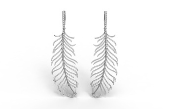 feather earrings stones 3dfeather 3dearrings jeweller earringsfeather exclusive products design 3d 3dprint gold diamond jewelry jewel luxury luxyry 3d print model - Mito3D