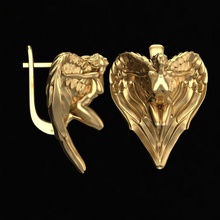 Ohrringe fliegend Gold Sterling druckbar Juwel Silber Mode Schönheit Schmuck drucken cnc Engel exklusiv 3d print model - Mito3D