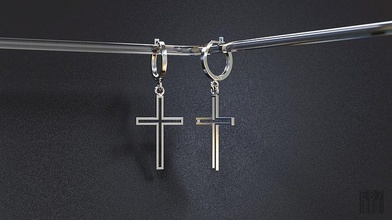Ohrringe bilden Kreuz Gold Silber Wachs Drucken drucken Luxus Design Schmuck druckbar Stereolithographie religiou Objekt 3d print model - Mito3D
