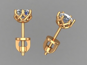 earrings gem 5mm jewelry kids gold silver 3d print model - Mito3D