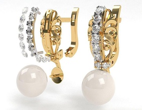brincos de ouro, prata padrões pearl diamond jóias ouro os pérola diamante 3d print model - Mito3D