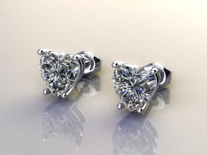aretes de corazón diamantes la joyería joya oro blanco los corazones el diamante boda las perlas compromiso anillo cad caracteres arete gem 3d print model - Mito3D