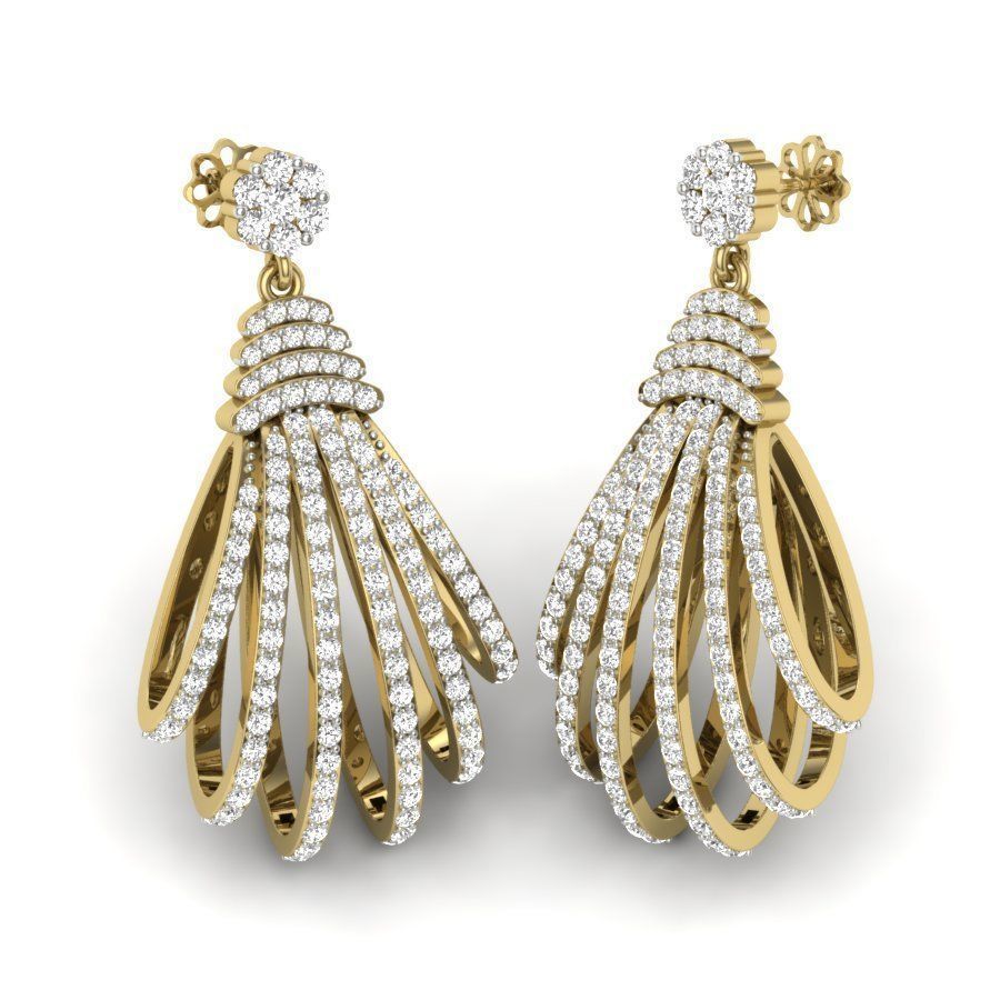 orecchini signore diamante gioielleria oro argento stampabile brillante orecchino moda bellezza Fidanzamento nozze 3D print model - Mito3D