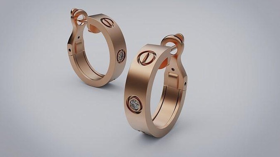 Ohrringe Liebe Gold Schmuck Silber Diamant Juwel Mode brillant Schönheit Weiß Ohrring 3d print model - Mito3D