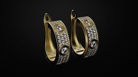 earrings love gold jewelry silver diamond jewellery jewel gem fashion brilliant beauty brillant white diamant earring 3d print model - Mito3D