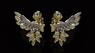 boucles d'oreilles n7 bijoux des or imprimable engagem de l'anneau d'argent le diamant blanc brillant la livre sterling engl l'ange 3d print model - Mito3D