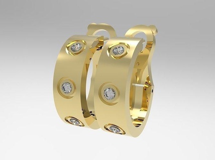 boucles d'oreilles 207 or bijoux luxe platine gemme brillant diamant bague mode beauté boucle d'oreille bracelet saphir argent rubis 3d print model - Mito3D