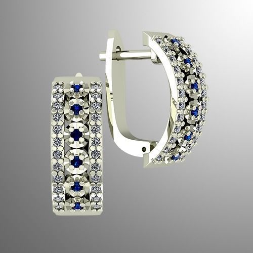 earrings n 2 sapphire diamond hoop jewelry shining luxury gem carat bright reflection silver brilliant shine brillant diamant jewels jewellery printable fashion 3d 3D print model - Mito3D