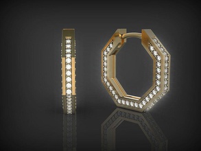 orecchini ottagono di diamanti gioielli orecchino oro gioiello argento la sterlina stampabile matrimonio fidanzamento moda gemma brillante e bellezza regalo diamant diamante gli 3d print model - Mito3D
