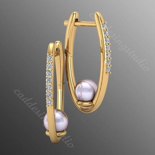 Ohrringe od63 Luxus Schmuck leuchtenden druckbar Ohrring Juwel 3d Mode Diamant modern Geburtstag brillant Platin Silber engagem Gold Ring 3d print model - Mito3D