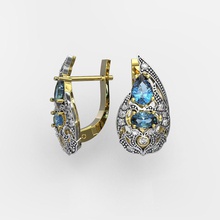 boucles d'oreilles motifs bijoux précieux or luxe brillant gemme boucle d'oreille mode beauté 3d print model - Mito3D