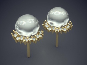 orecchini perla cad 3409 brillante design diamante fidanzamento gemma oro gioiello gioielleria platino stampabile squillare anelli argento nozze 3d print model - Mito3D