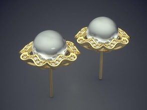 orecchini perla cad 5875 brillante design diamante fidanzamento gemma oro gioiello gioielleria platino stampabile squillare anelli argento nozze 3d print model - Mito3D