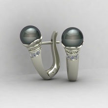 orecchini perla diamanti oro sterlina gioiello gioielleria brillante argento vintag diamant moda bellezza stampabile 3d print model - Mito3D
