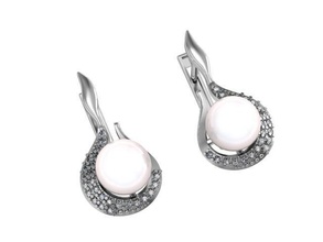 boucles d'oreilles perle petit ensemble bijoux de luxe acheter qualitativement 3d modèle cad le diamant élégant gem or platine jewelryprint jewelrywax précieux printversion la coulée des classique pearl 3d print model - Mito3D