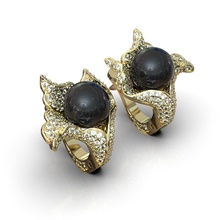 mer boucles d'oreilles perles bijoux or 3dearrings 3dperls gemme fleur pierres poire in exclusif conception argent flore diamant élégant 3d print model - Mito3D