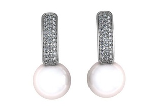 aretes de perlas la joyería 3djewelry hermoso brillante cad el diamante elegante moda gem oro platino jewelryprint jewelrywax precioso printversion plata boda pearl las 3d print model - Mito3D