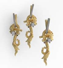 orecchini pendente draghi gioielleria ciondoli oro Drago carrera Fidanzamento nozze gemma stampabile diamante gioiello 3d print model - Mito3D
