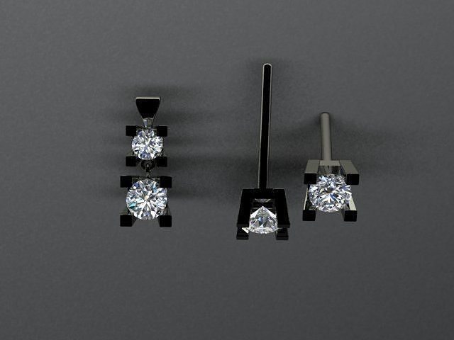 earrings pendant set jewelry silver diamond luxury fashion jewellery 3dmodel 3D print model - Mito3D