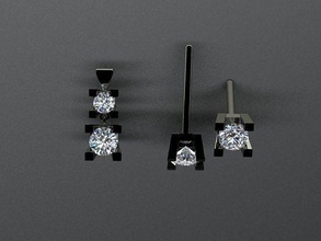 pendientes colgante pendiente conjunto joyería joya plata diamante lujo Moda 3dmodel 3d print model - Mito3D