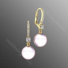 earrings pl 13 gold jewelry printable shining ball sphere pearl jewel jewels jewellery gem fashion silver note5 3d gems design diamond earring 3d print model - Mito3D