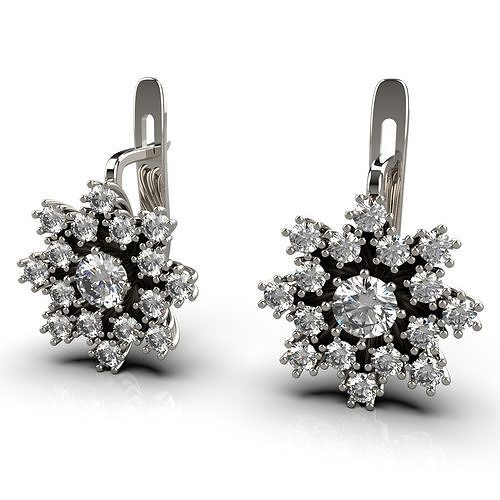 earrings prefabricated snowflakes 3dmodel jewellery jewelry diamonds brilliant silver gold 3D print model - Mito3D