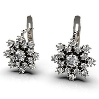 Ohrringe vorgefertigt snowflakes 3dmodel Schmuck Diamanten brillant Silber Gold 3d print model - Mito3D