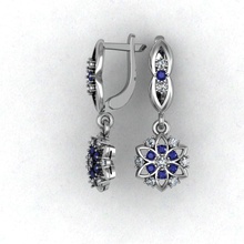 earrings sapphires diamonds gold white gem jewellery stone jewelry 3d print model - Mito3D