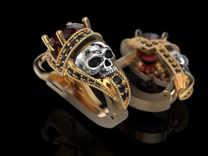 küpe nişan yüzüğü kafatası takı baskı 3dprinted mücevher yazdırılabilir tasarım altın moda printabl prototipleme Gümüş biker kadınlar 3d print model - Mito3D